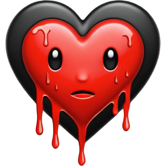 emo heart with dripping paint emoji