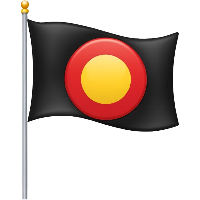 a rectangular flag with the top half solid black and the bottom half solid red with a medium-sized yellow circle in the middle overlapping both colours emoji