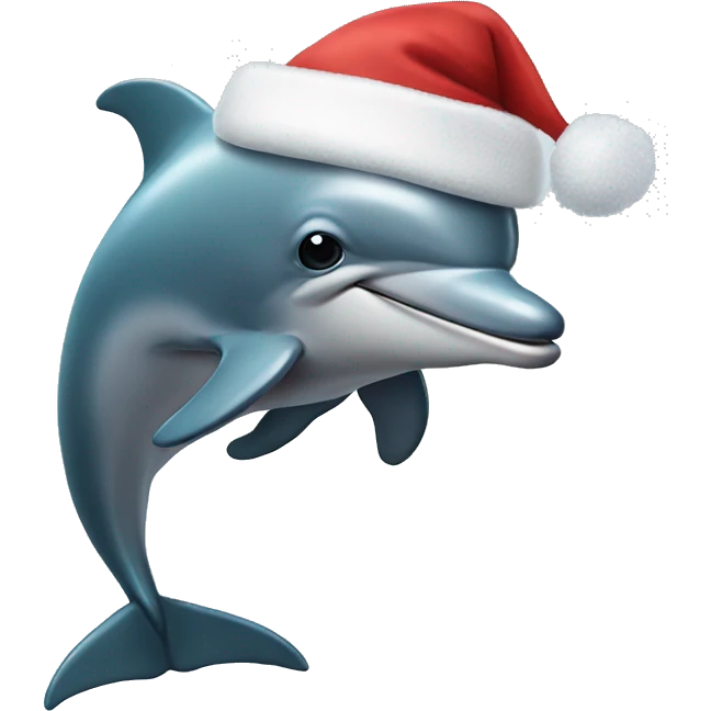 dolphin wearing santa hat emoji