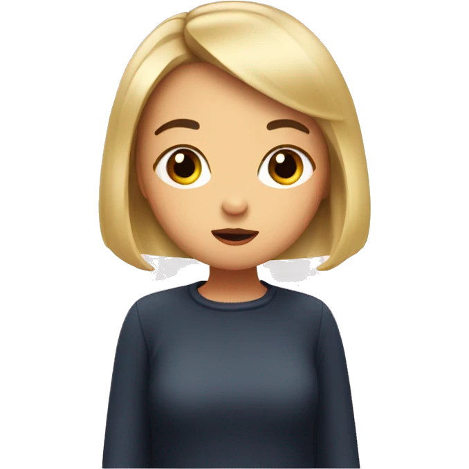 a girl with french bob making a blow kiss emoji