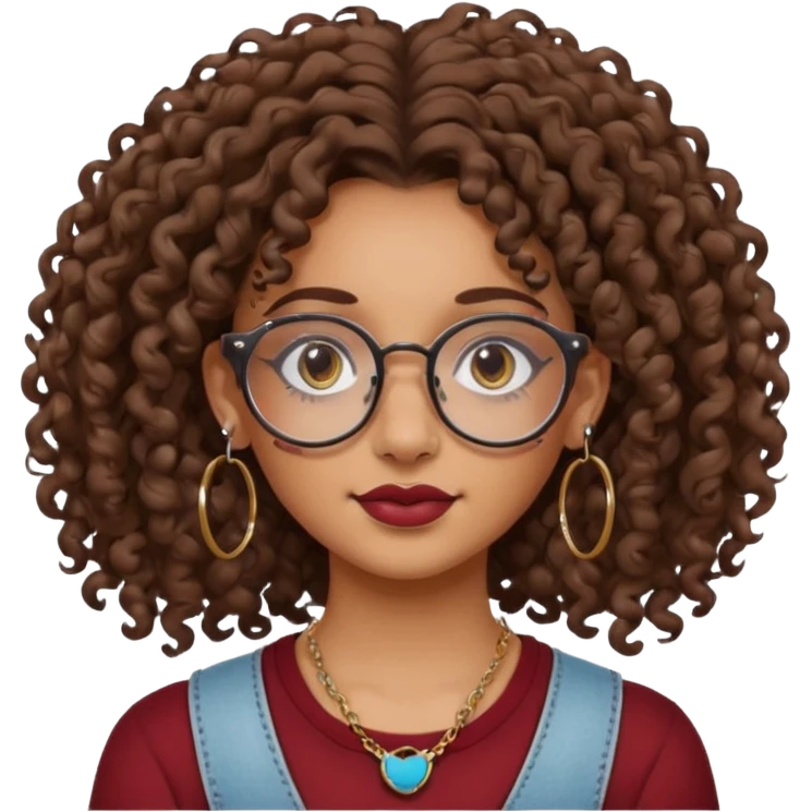 curly glasses earring face tattooed girl emoji