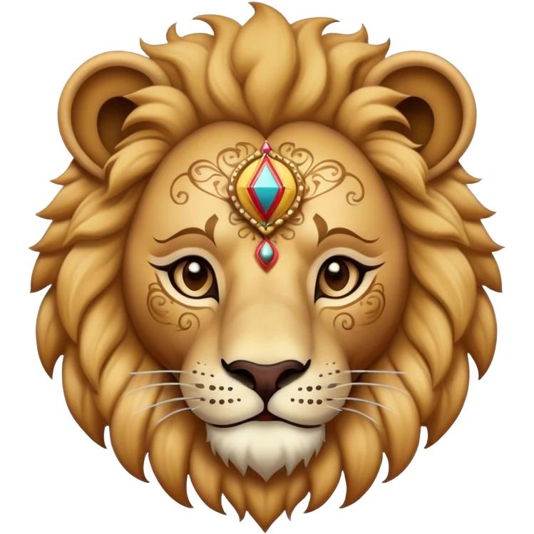 Vintage circus lion wearing filigree emoji