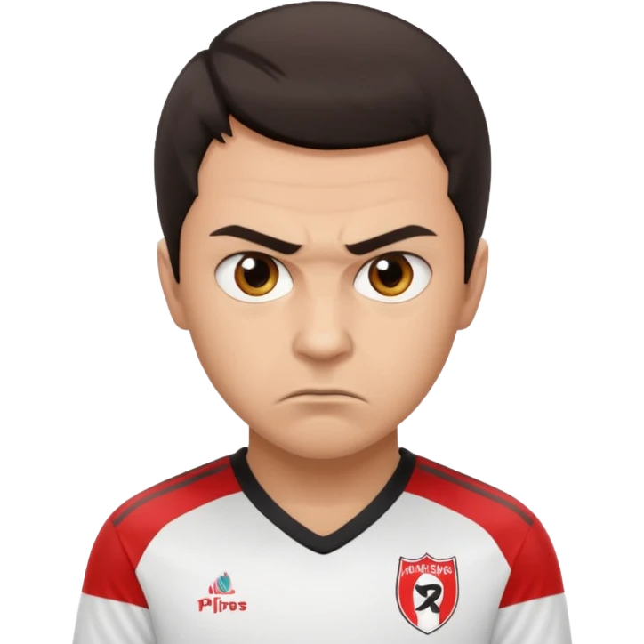 soccer player short hair angry expression wearing River Plate jersey emoji