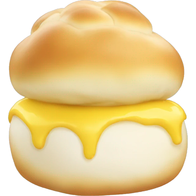 White soft bun filled with yellow custard emoji