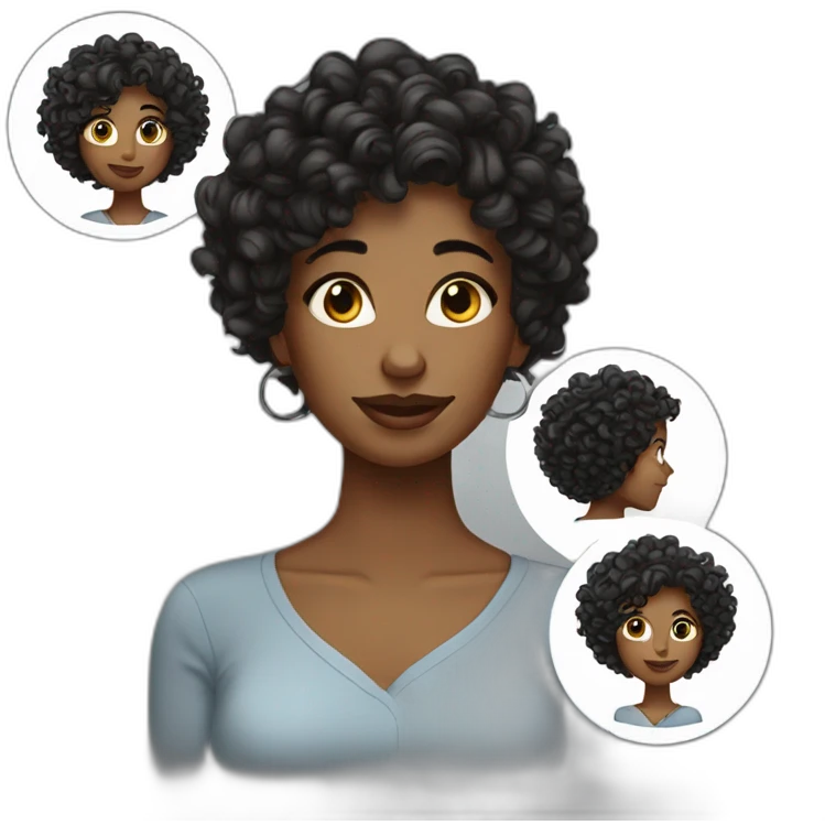 woman writer cut hair curly black emoji