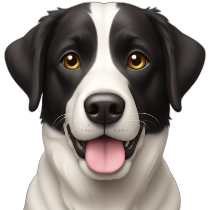 Labrador croisé avec un border collie blanc tache noir emoji