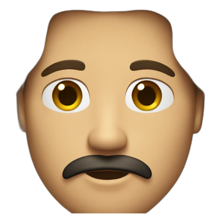 man with brown long hair and black mustache and goatee emoji