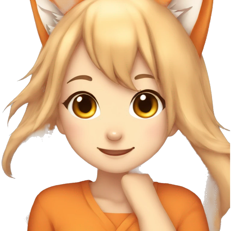 Anime fox girl shy giggling emoji