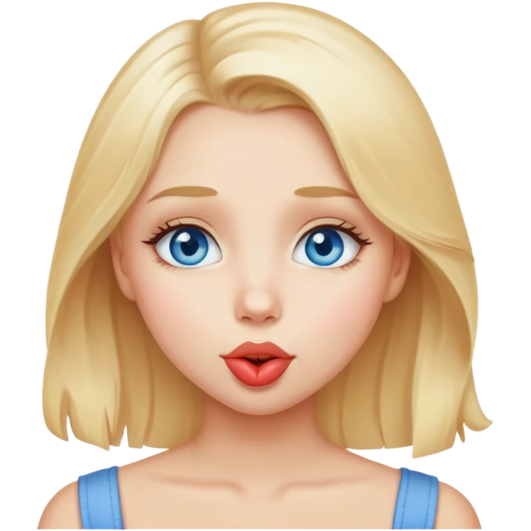 Girl with blond hair blue eyes beautiful finish and sending lovely kisses  emoji
