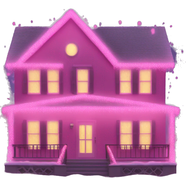 Pink Christmas lights on house emoji