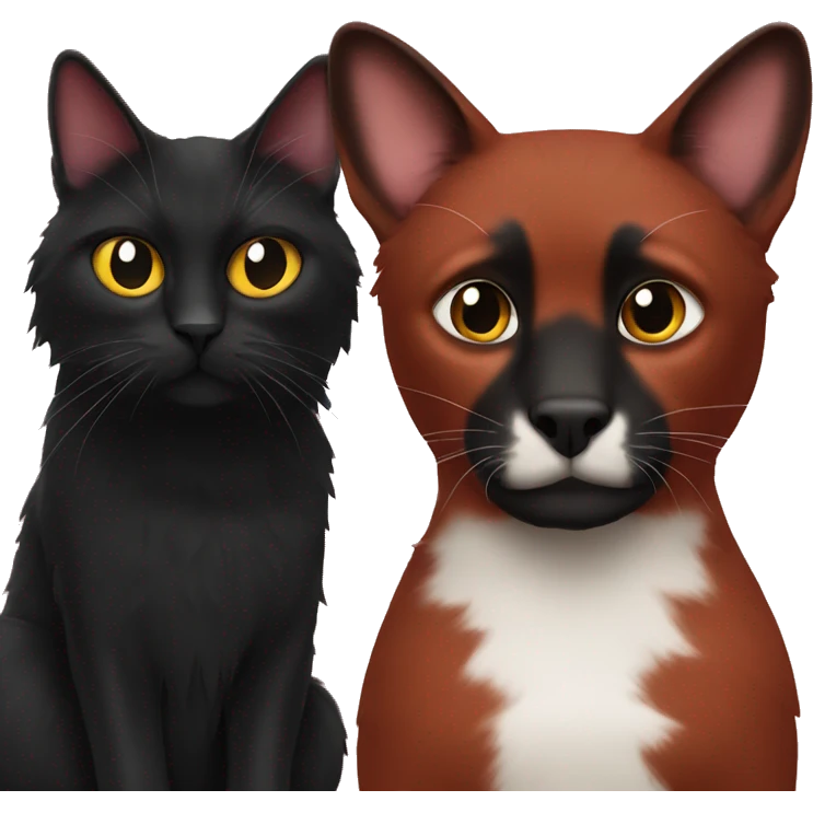 Red Aussie with black cat emoji