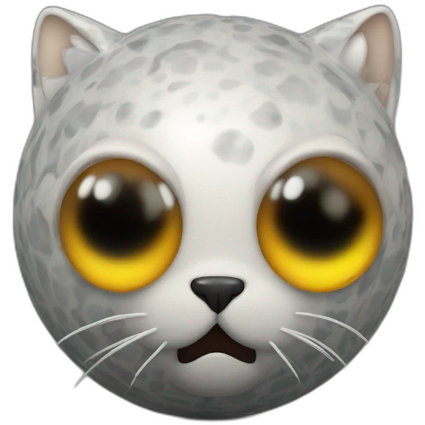 3d sphere with a cartoon unequaled lodestone Squid skin texture with cat eyes emoji