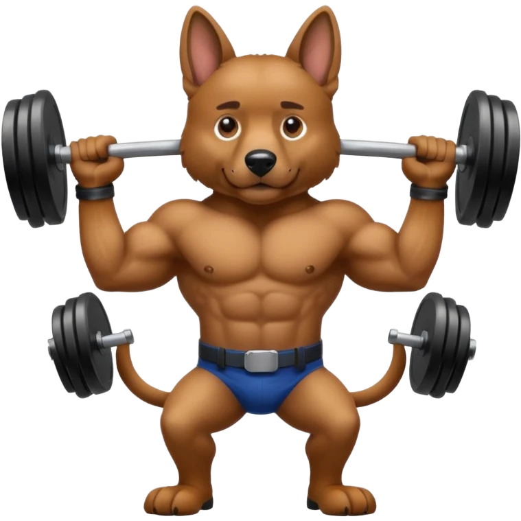 police dog flexing with weights emoji