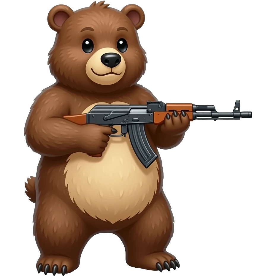 A bear holding a machine gun 67 emoji
