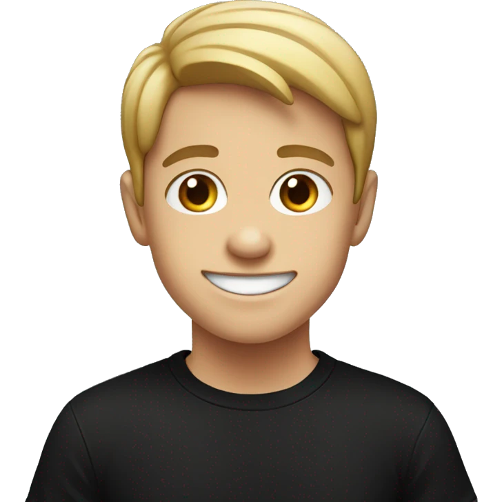 smiling boy in black shirt emoji