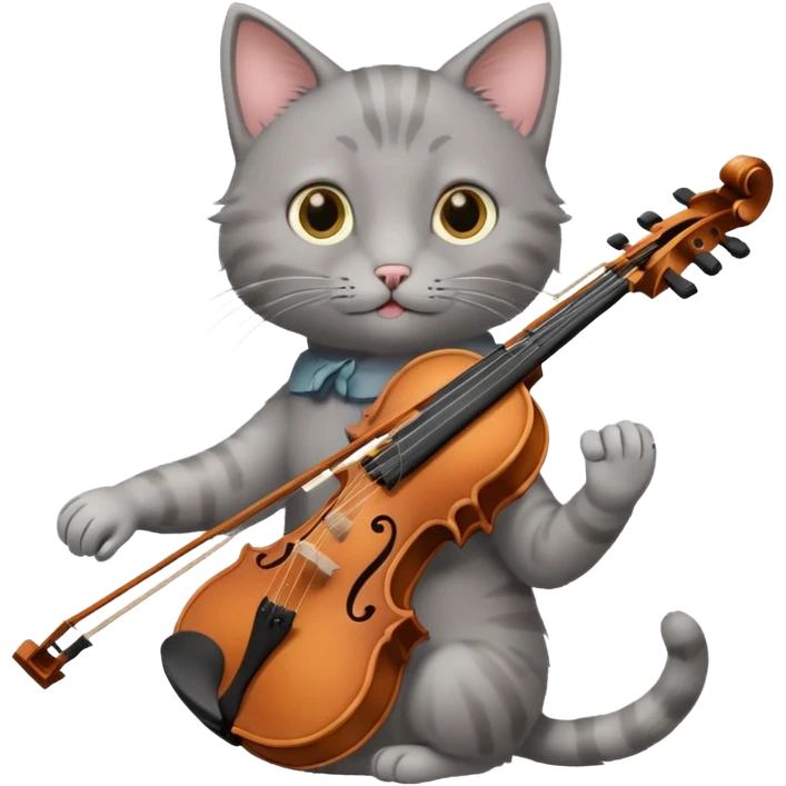 thin grey cat play violin emoji