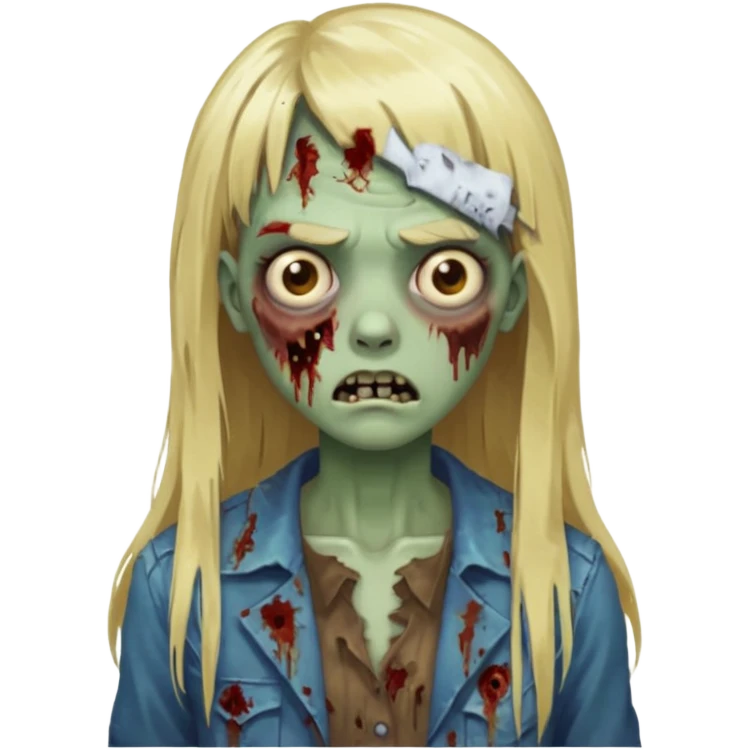 Zoombie de cabelo loiro longo de franja quadrada  emoji