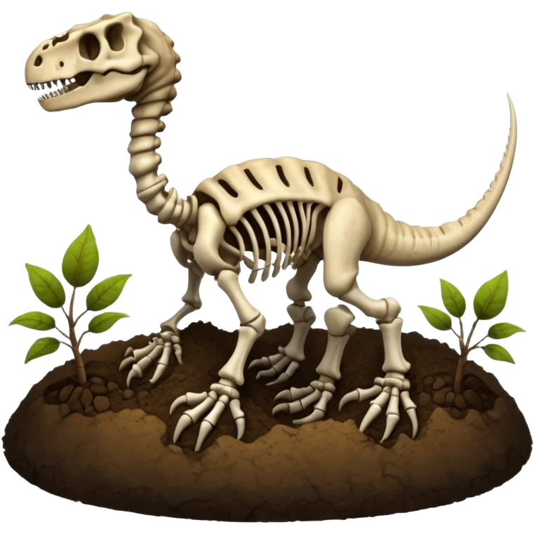 Dinosaur skeleton in soil emoji