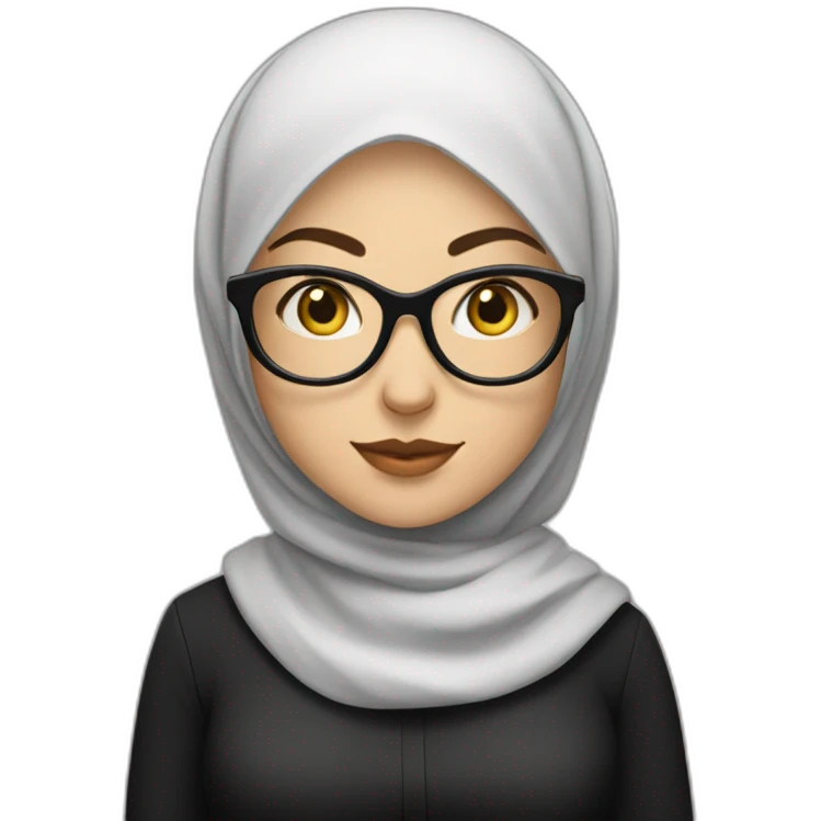 white-woman-wearing-black-hijab-and-black-shirt-and-rounded-glasses emoji