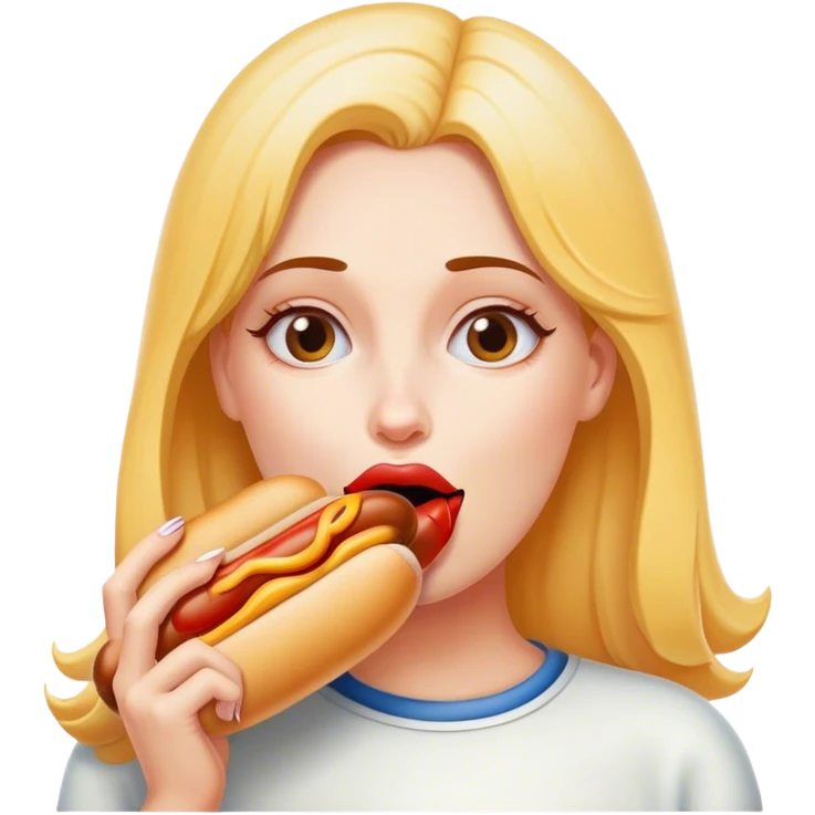 Woman licking hotdog emoji