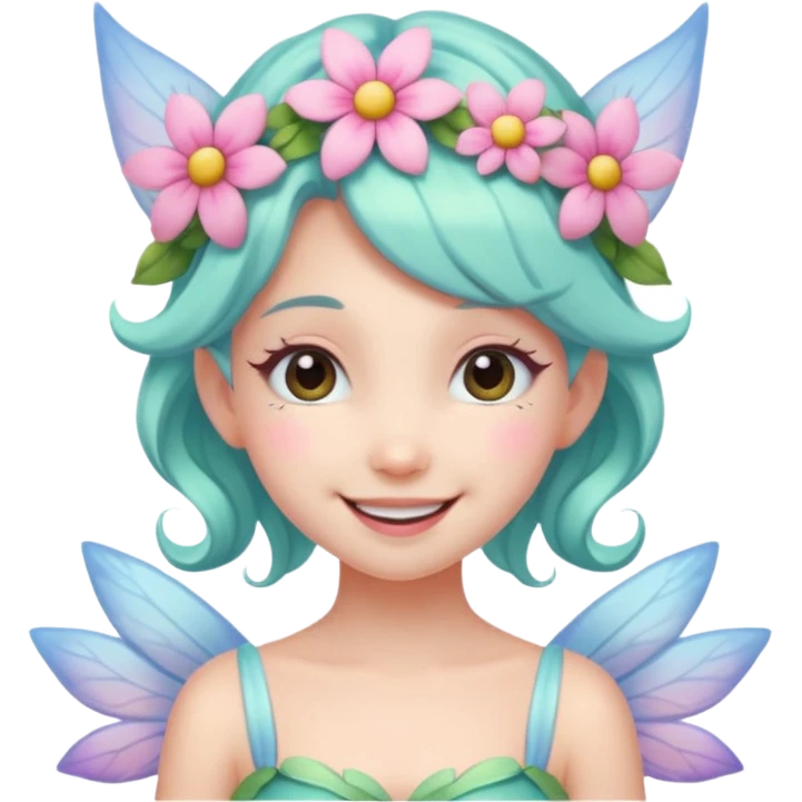 cute pastel fairy girl flower head decoration wink emoji