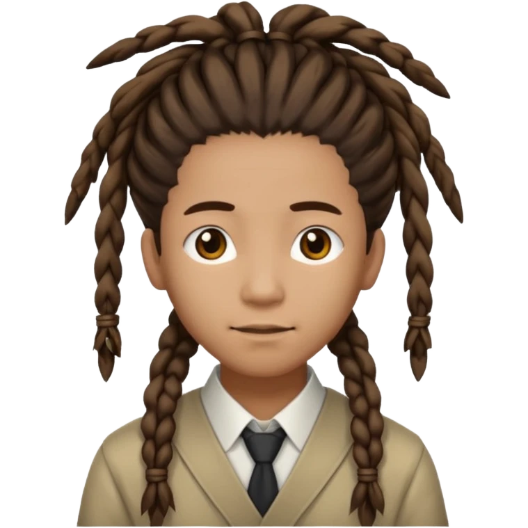 Casual person with tied-back dreadlock, asian emoji