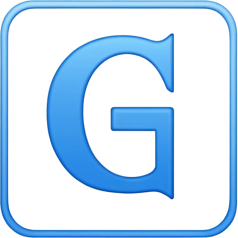 capital letter "G" printed in blue color square shape in center emoji