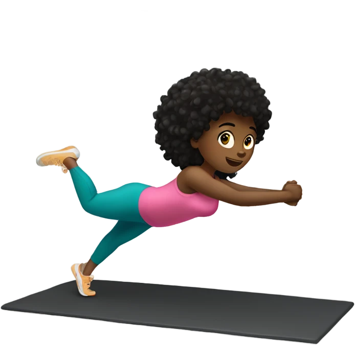  Black wavy haired girl exercising on a matt  emoji