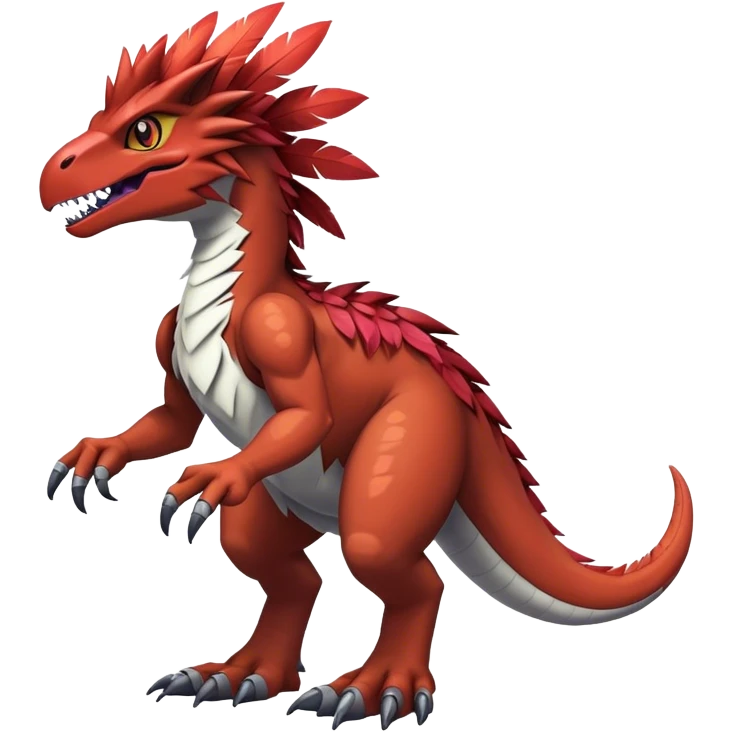 Dark Furry feather-mane Cool Edgy shiny Digimon-Fakemon-Guilmon-Velociraptor-Dinosaur-Drake full body   emoji