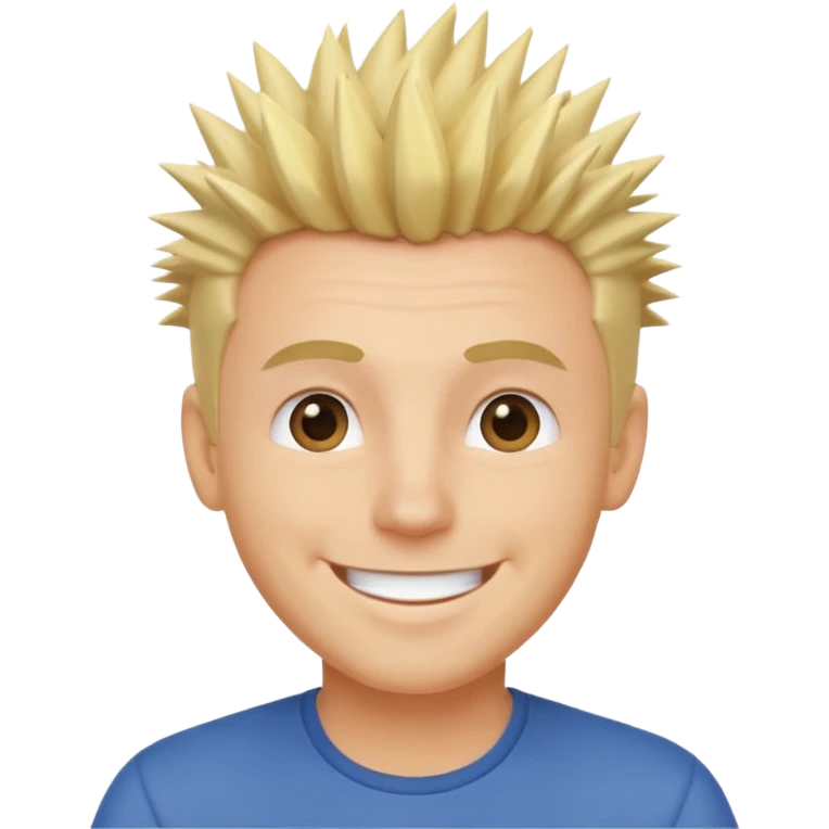 fat spiky haired happy man blonde emoji