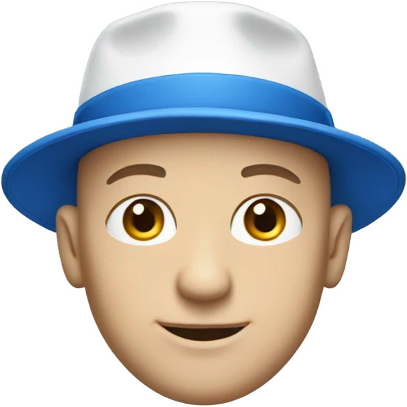 White bald Man smirking in a blue hat emoji