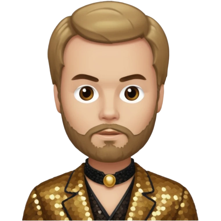 Paul Verlaine with dark blonde hair, bronze sequin outfit  emoji