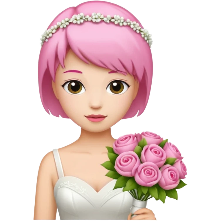 pink short haired bride with bouqet emoji