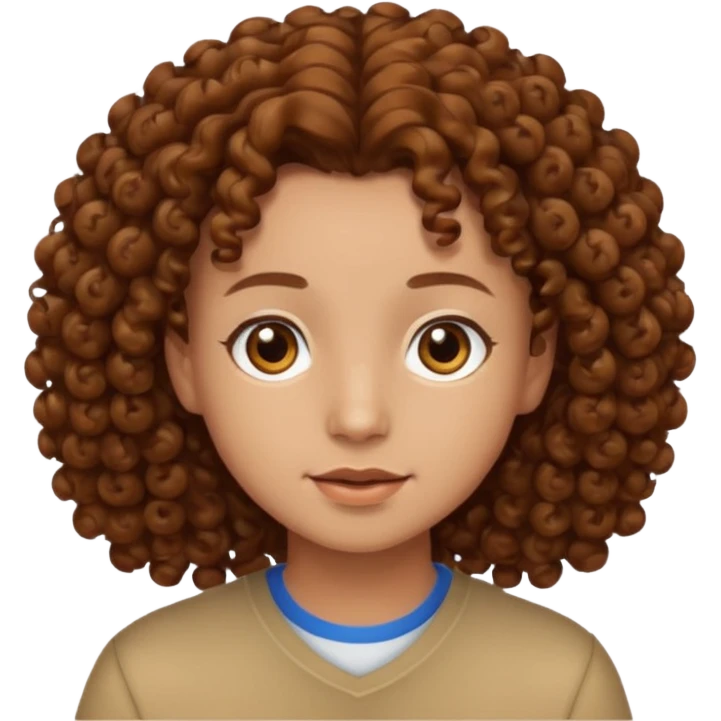 Nano con capelli ricci marroni, occhi marroni emoji