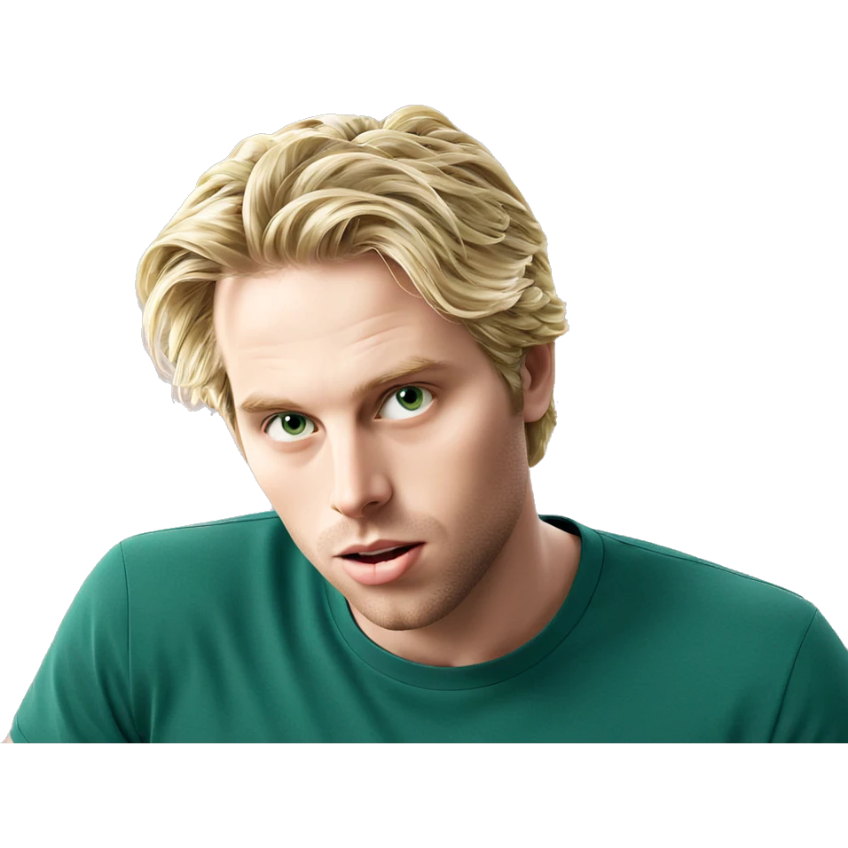blonde boy in green shirt emoji