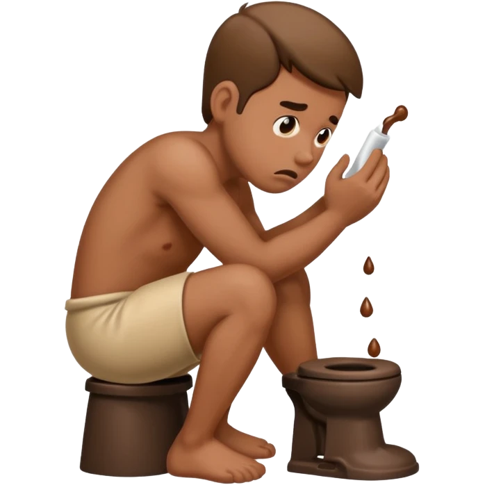 man struggling to take a poop emoji