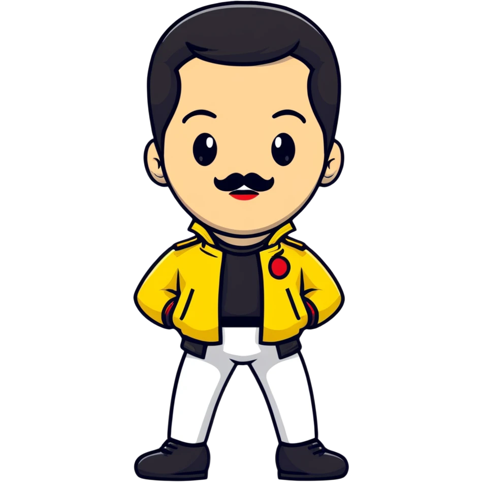 Freddie Mercury in yellow jacket from Live Aid emoji