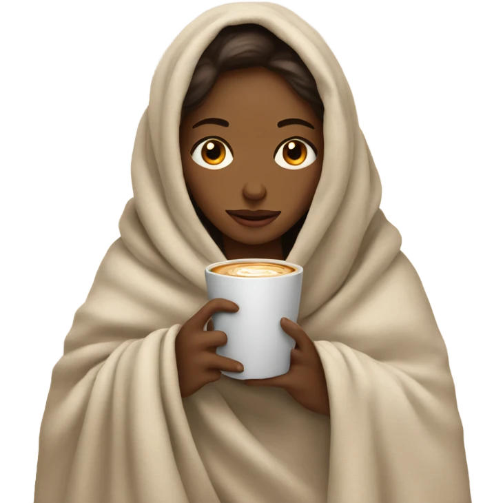 girl inside a blanket sipping coffee eyes closed emoji