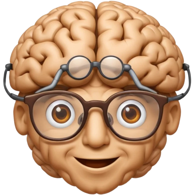 brain smiling with glasses emoji