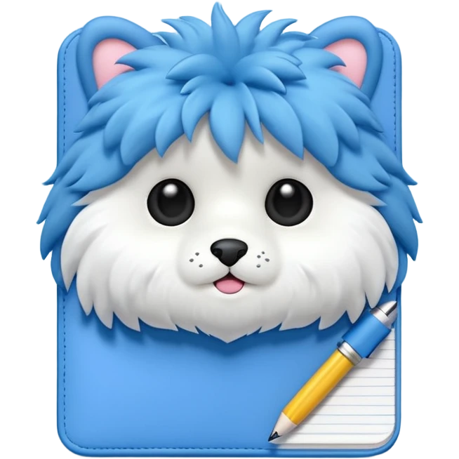 A blue notebook, fluffy and soft. 3D emoji
