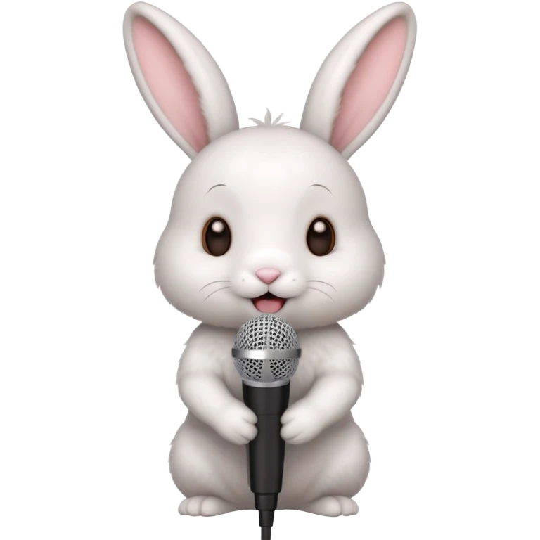 white bunnie singing to mic emoji