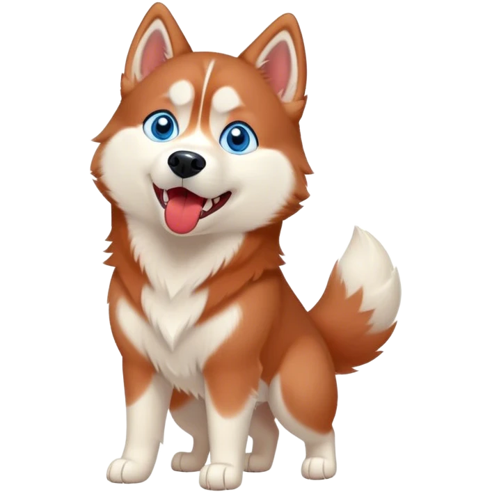 cute, disney-style red siberian husky with blue eyes, full body howling emoji
