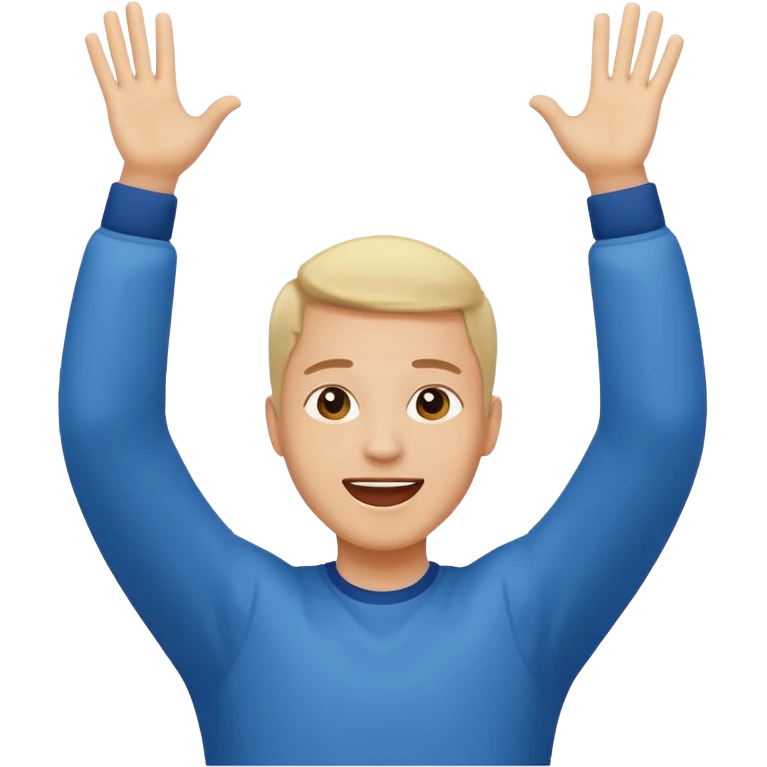 person raising both arms like at church emoji