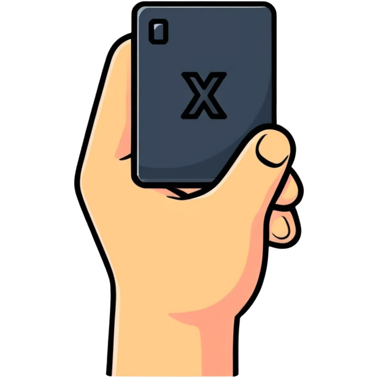 hand holding an X emoji