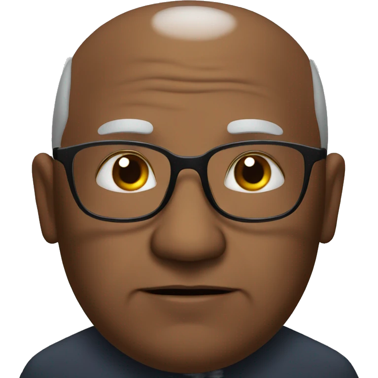 Black, elderly, glasses, bald, overweight emoji