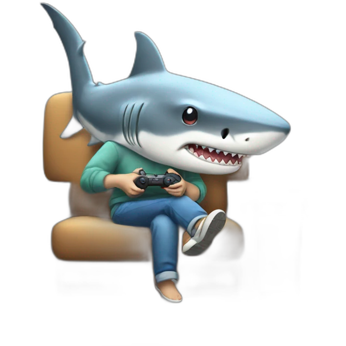shark playing videogames emoji