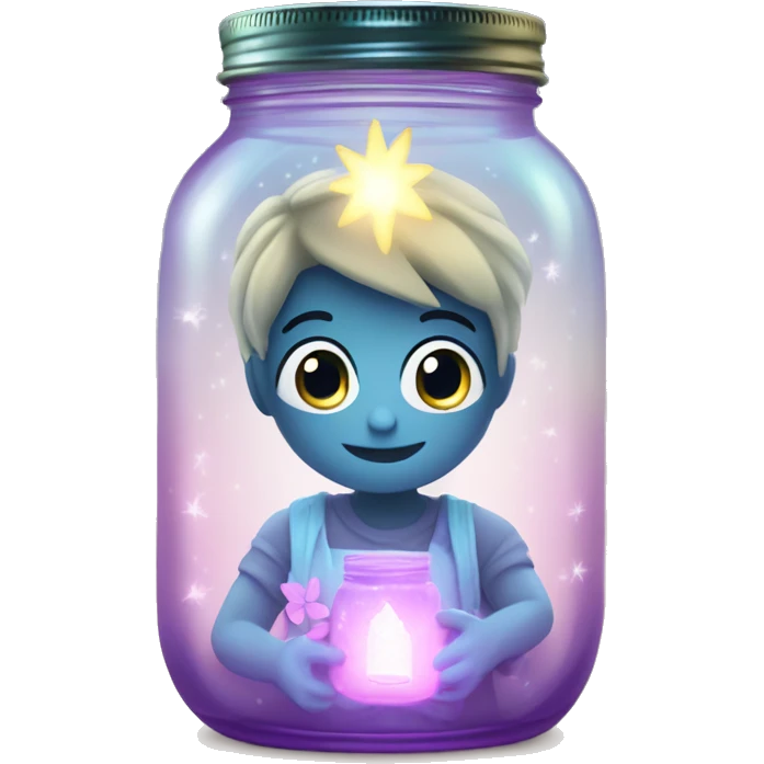 mason jar with a glowing fairy inside emoji