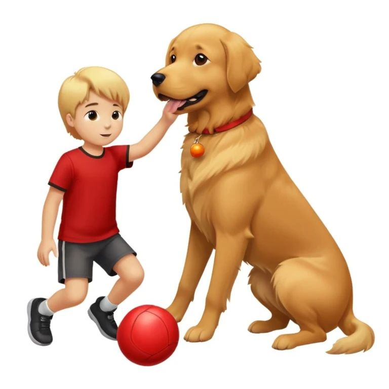 kid and dog playing with ball emoji