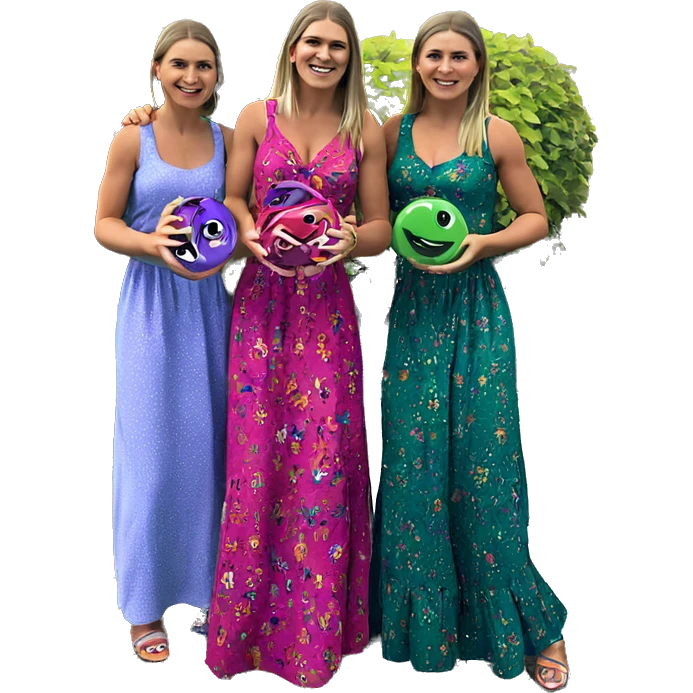 three girls in colorful dresses emoji