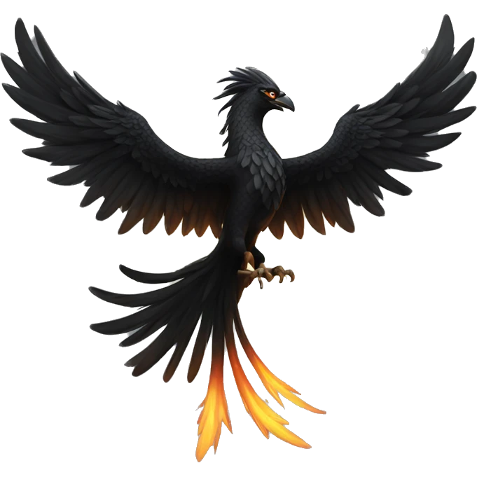 A majestic black phoenix, its wings spread wide emoji